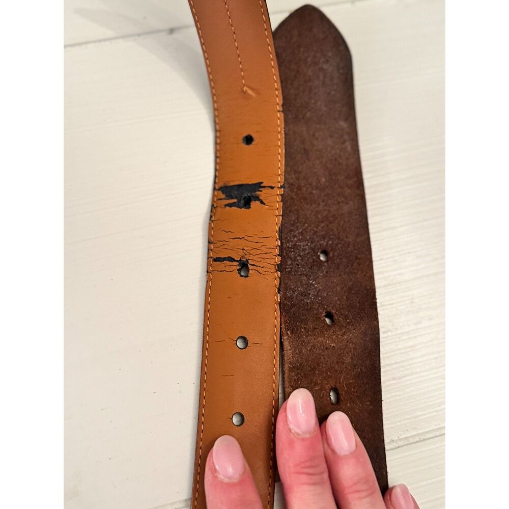 Chaps & Timberland Men's Leather Belt Bundle Brown 41" Distressed Classic Casual - Picture 4 of 7